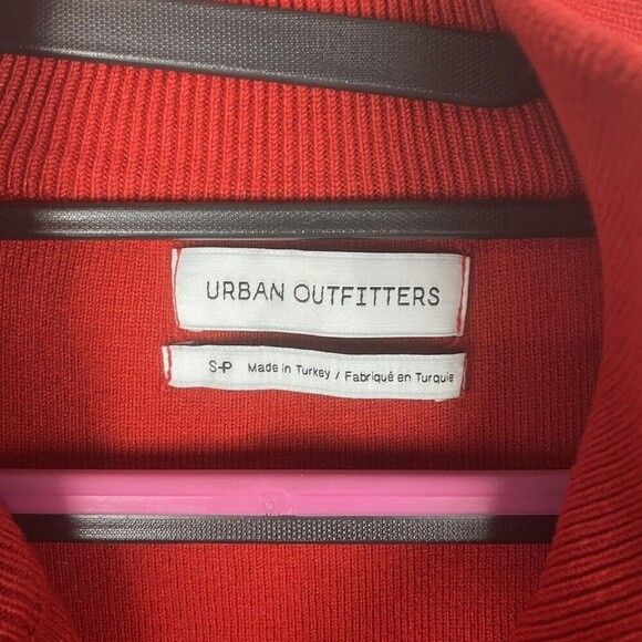 Urban Outfitters Small Red Varsity Knit Full-zip Jacket Mockneck Pockets - Picture 3 of 5